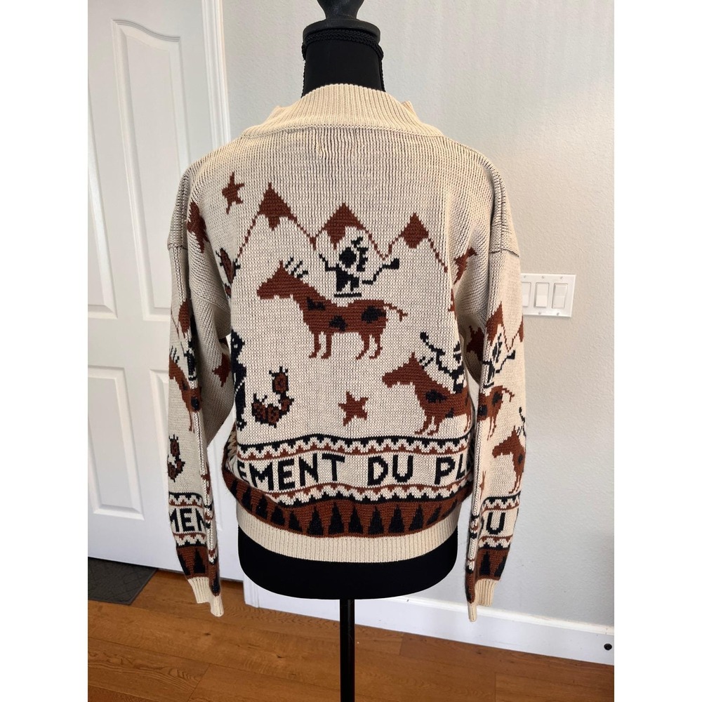 Vintage Great Plains Southwestern Horse Knit Sweater Mens M Boxy Western Graphic - Picture 11 of 11